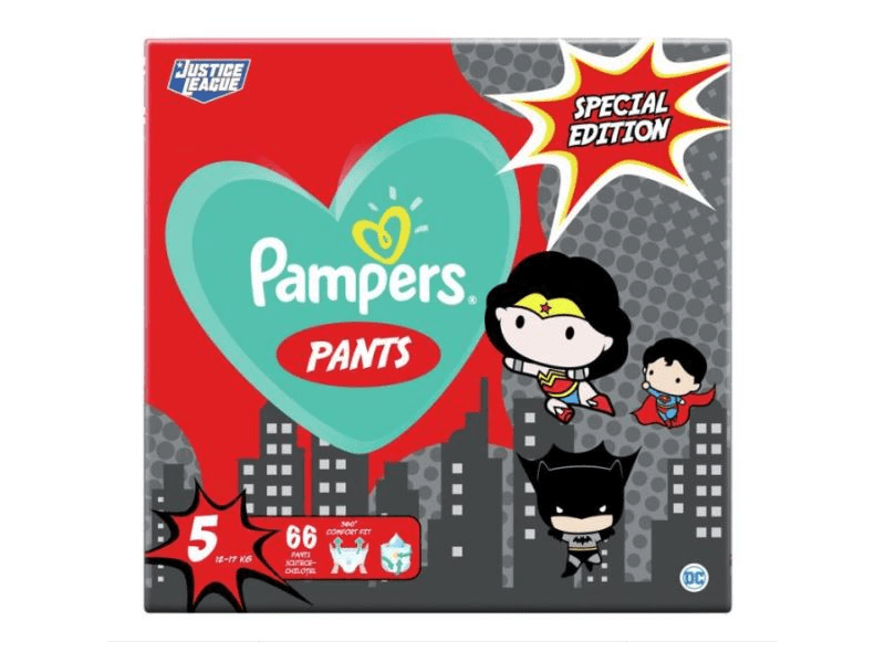 Pampers Pants Az Igazság Ligája szuperhősös havi pelenkacsomag, 5-ös méret, 66 db