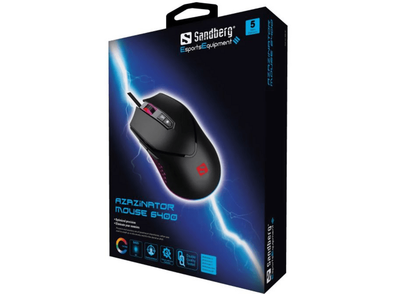 Sandberg Azazinator gamer egér, fekete (640-20)