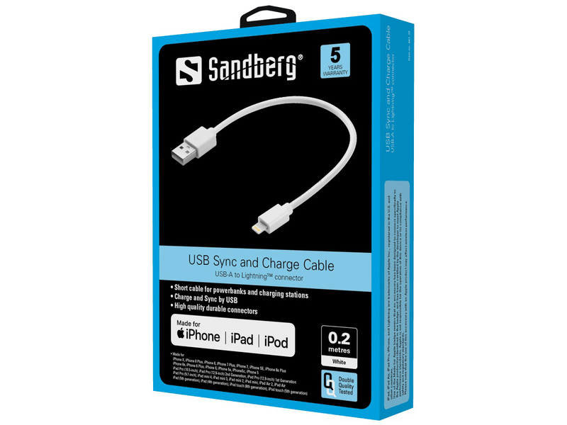 Sandberg 441-19 USB – Lightning kábel, 20 cm