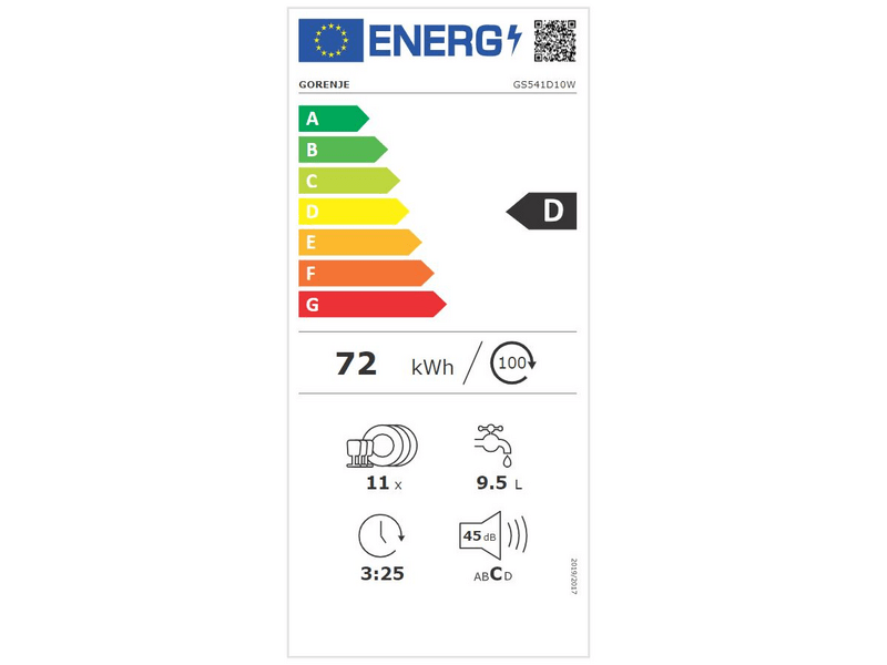 Gorenje GS541D10W Keskeny mosogatógép