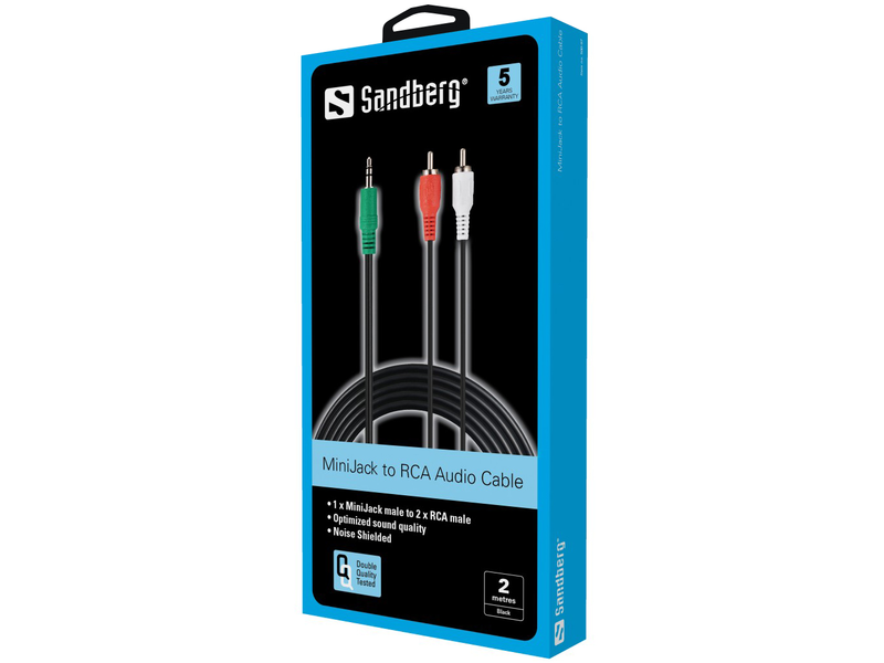 Sandberg 500-97 MiniJack – RCA kábel, 2 m