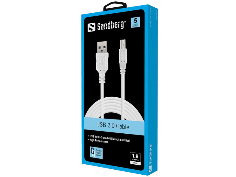 Sandberg 502-78 USB-A – USB-B kábel, 1,8 m