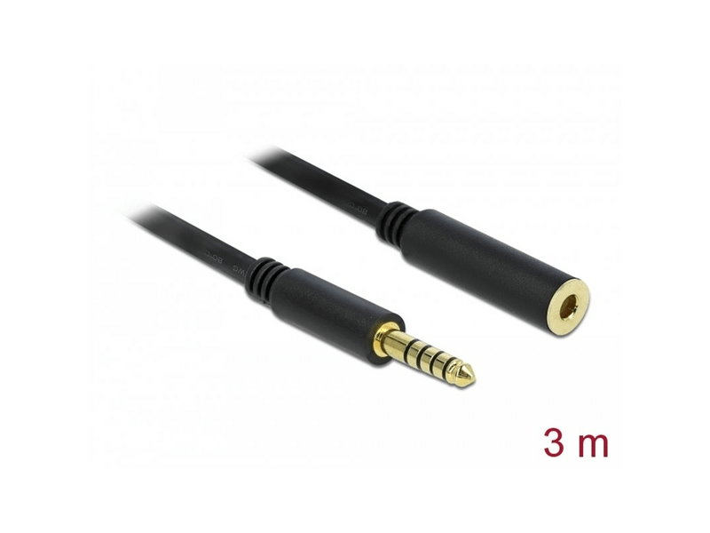 Delock 85798 5 tűs 4,4 mm sztereó jack hosszabbító kábel, 3 m