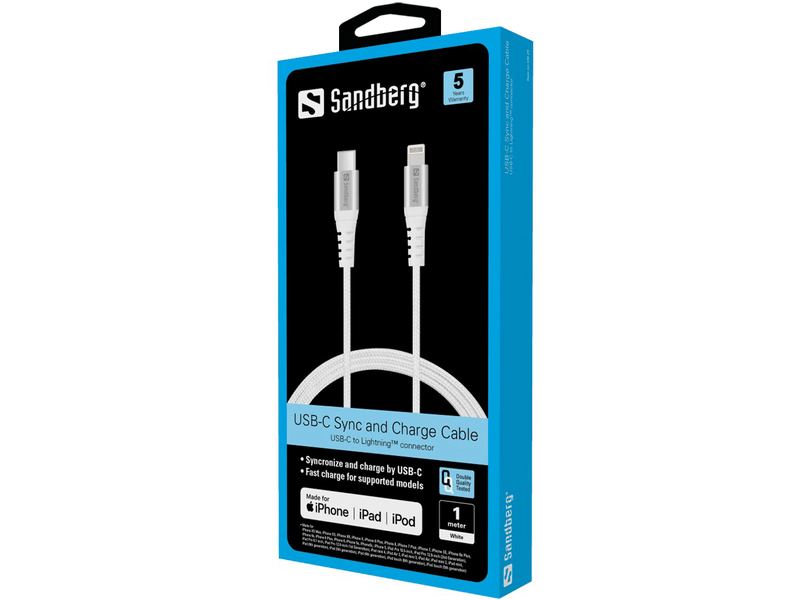 Sandberg 136-25 USB-C PD – Lightning kábel, 1 m