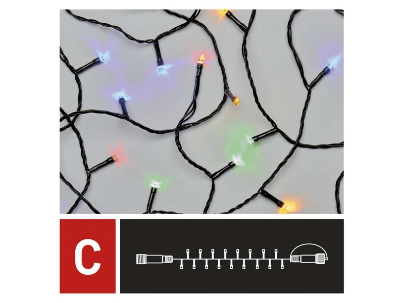 Emos Standard LED sorolható karácsonyi füzér, kültéri és beltéri, 10 m, többszínű (D1AM03)