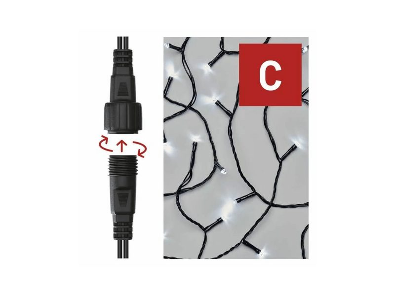 EMOS Standard LED sorolható karácsonyi füzér fényfüggöny, 1x2 m, hideg fehér, időzítő, IP44 (D1EC01)