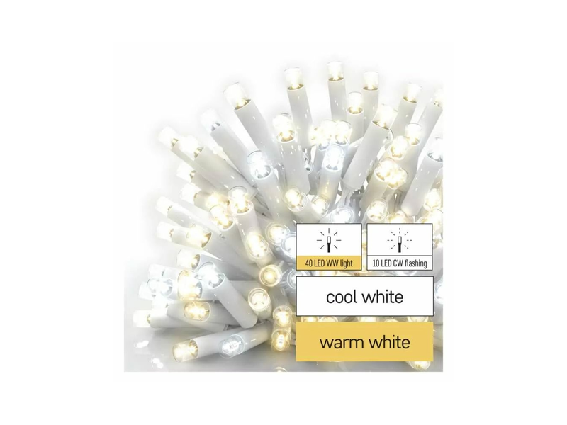EMOS Profi LED sorolható füzér, villogó, fehér, jégcsapok, 3 m, meleg/hideg fehér, IP44 (D2CN02)