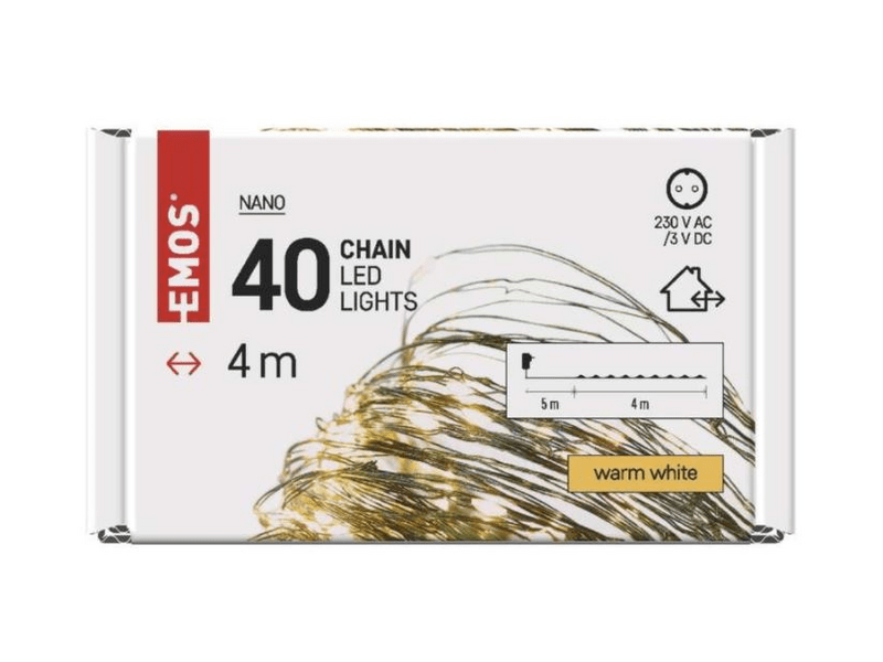 Emos LED karácsonyi nano melegfehér fényfüzér, 4 m (D3AW03)