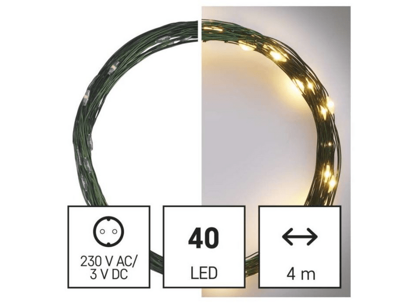 Emos LED karácsonyi nano melegfehér fényfüzér, 4 m (D3AW03)