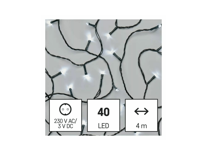 EMOS LED karácsonyi hidegfehér fényfüzér, 4 m (D4AC01)