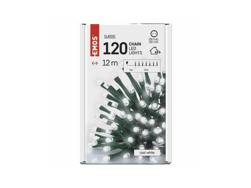 EMOS LED karácsonyi hidegfehér fényfüzér, 12 m (D4AC03)