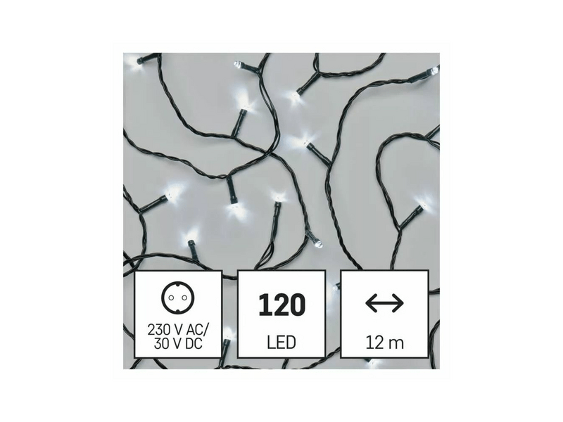 EMOS LED karácsonyi hidegfehér fényfüzér, 12 m (D4AC03)