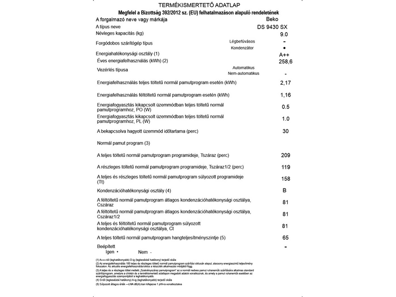 BEKO DS 9430 SX Hőszivattyús szárítógép