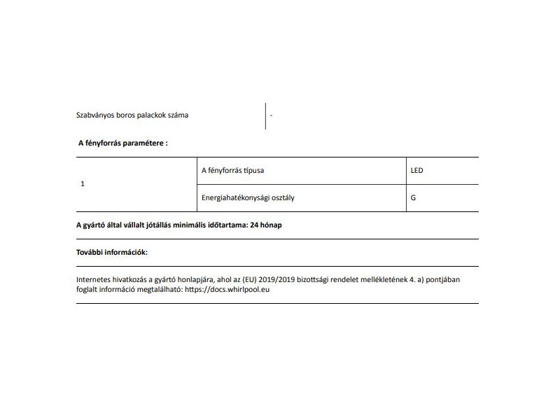 Whirlpool ARG 86121 Beépíthető kombinált hűtőszekrény