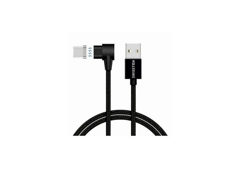 Swissten Arcade mágneses adat- és töltőkábel USB-USB-C, 1,2 m, fekete (71528100)