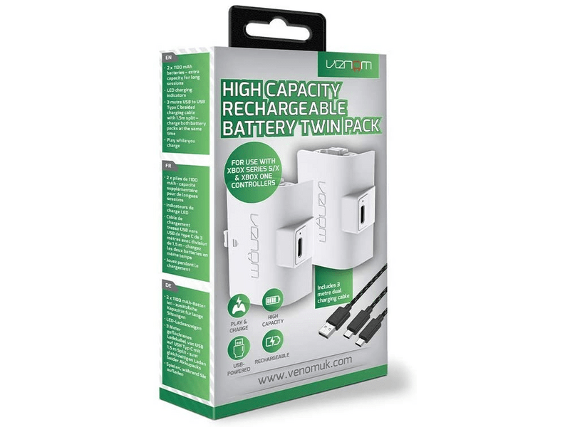 Venom VS2874 Nagy kapacitású Xbox kontroller akku, 2 db, fehér