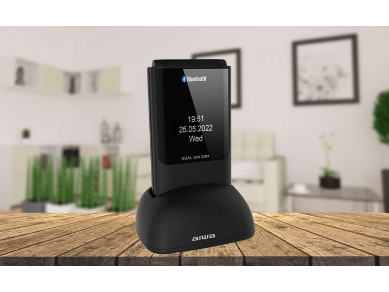 Aiwa FP-24BK Flip mobiltelefon dokkolóval, fekete