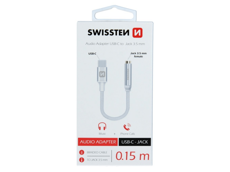 Swissten USB Type-C – 3,5 mm Jack adapter, 15 cm (73501302)