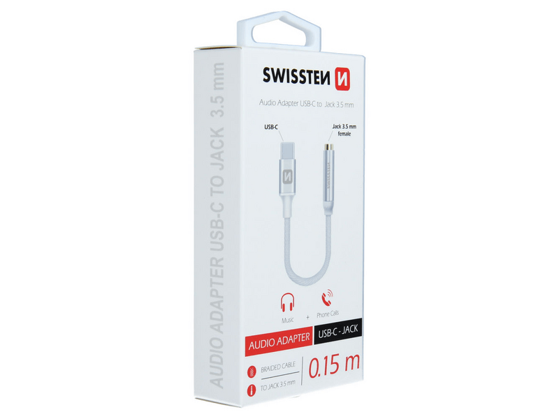 Swissten USB Type-C – 3,5 mm Jack adapter, 15 cm (73501302)