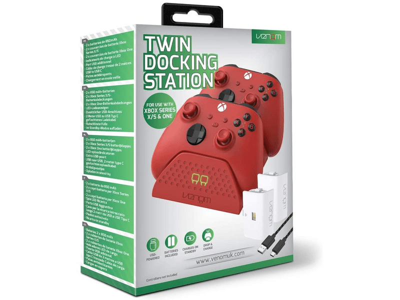 Venom VS2879 Xbox Dupla töltőállomás 2 db akkuval, piros