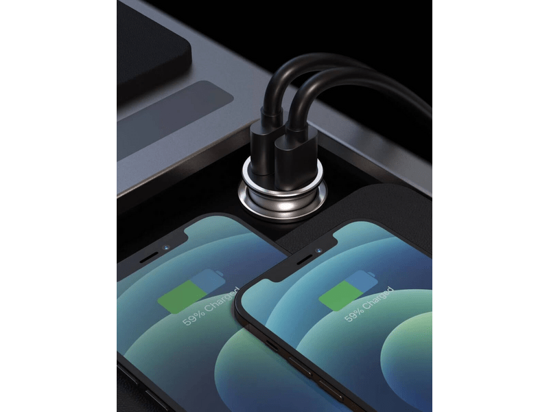 Swissten adapter za auto punjač PowerDelivery USB-C + QuickCharge 3.0, 36W, srebrna metalik (20111740)