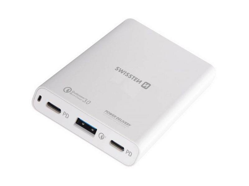 Swissten univerzalni punjač, 60 W, 2X Power Delivery 3.0 port & 1X Qualcomm QuickCharge 3.0 USB port PPS (22013345)