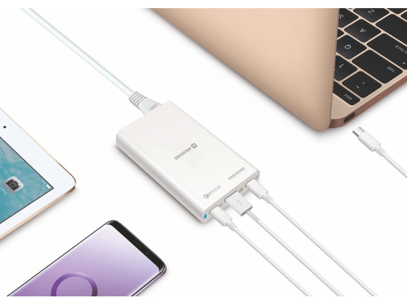 Swissten univerzalni punjač, 60 W, 2X Power Delivery 3.0 port & 1X Qualcomm QuickCharge 3.0 USB port PPS (22013345)
