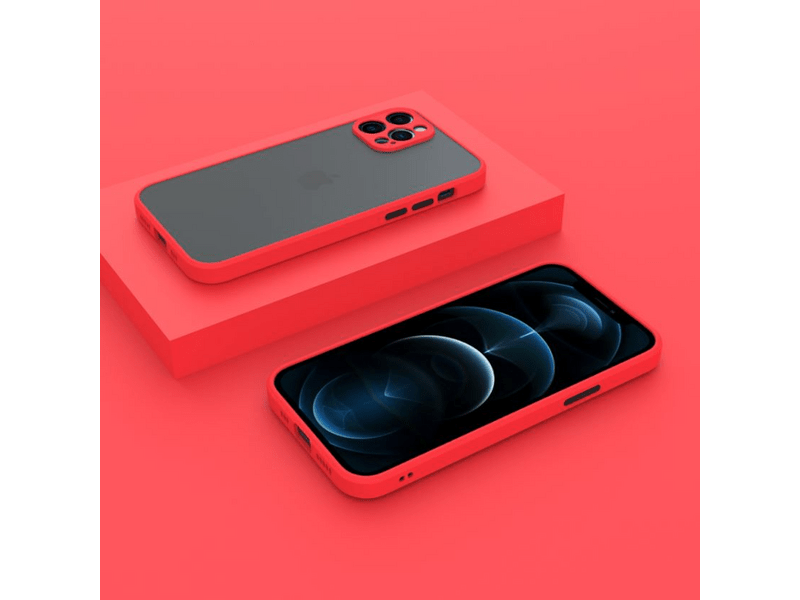 Cellect iPhone 13 Pro Max Műanyag tok, piros/fekete (CEL-MATT-IPH1367-RBK)