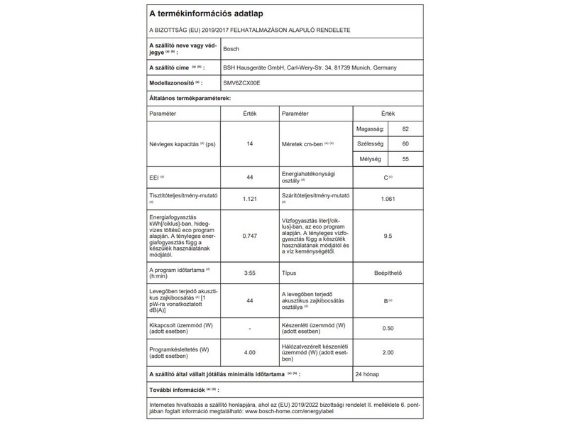 Bosch SMV6ZCX00E Beépíthető mosogatógép