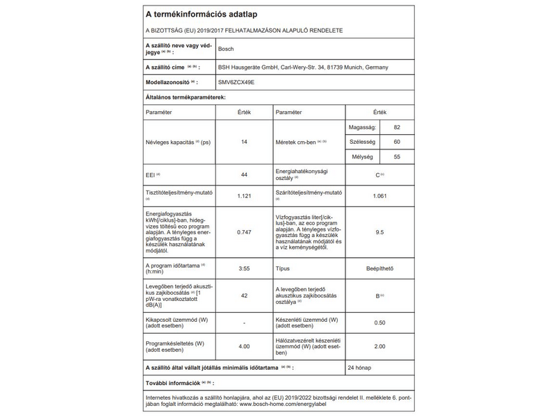 Bosch SMV6ZCX49E Beépíthető mosogatógép