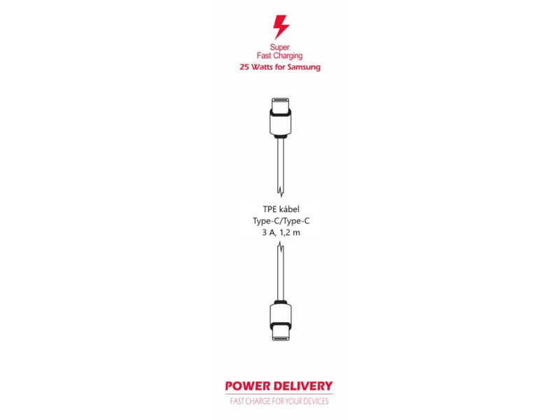 Swissten Samsung SuperFastCharging 25W Töltő adapter fehér + Type-C töltőkábel (22050200)