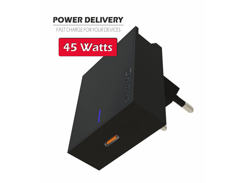 Swissten USB-C Power Delivery 45W Hálózati Gyorstöltő, fekete (22050300)
