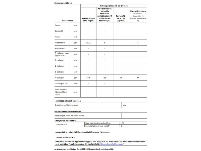 Liebherr CU281-21 Alulfagyasztós kombinált hűtőszekrény