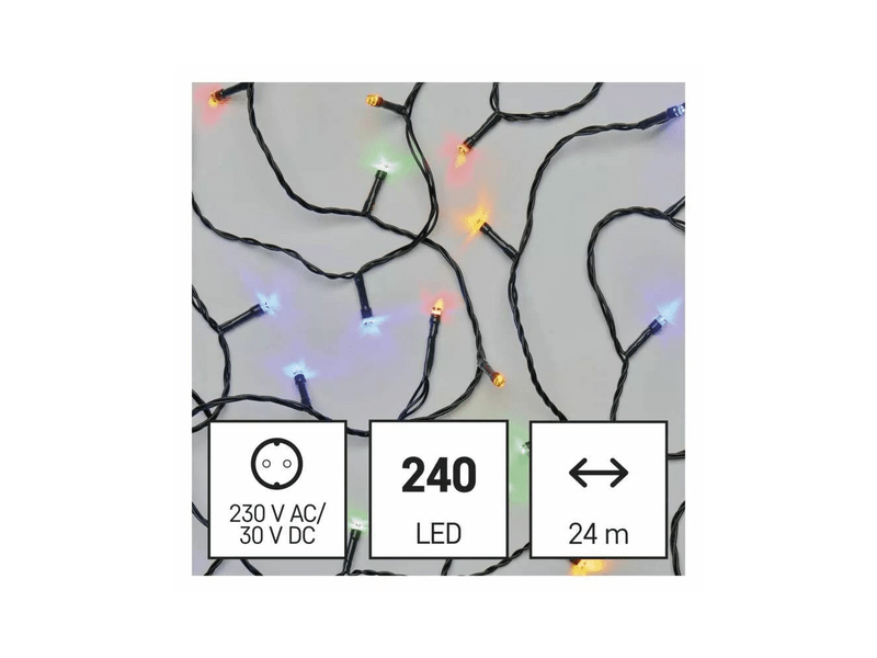 EMOS LED karácsonyi fényfüzér, 24 m, színes (D4AM05)