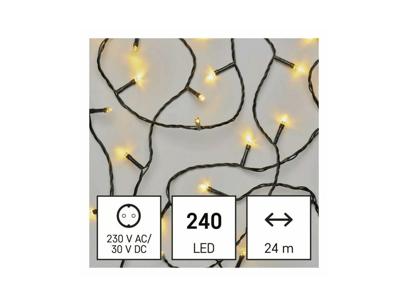 EMOS LED karácsonyi fényfüzér, 24 m, meleg fehér (D4AW05)
