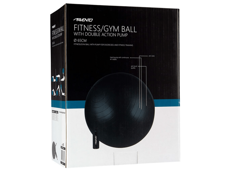 Avento ABS Fitball Black gimnasztika labda pumpával, 65 cm, fekete (40197)