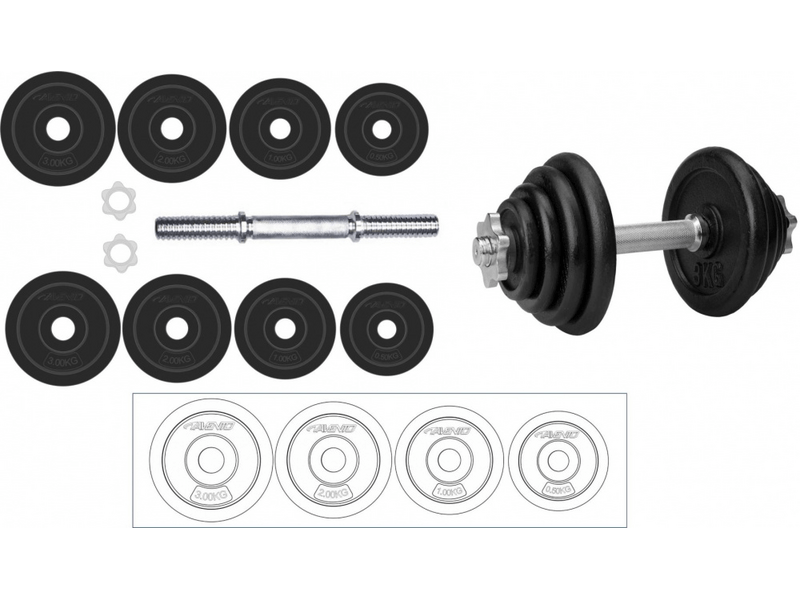 Avento Dumbbel egykezes acél súlyzókészlet, 15 kg (21717)