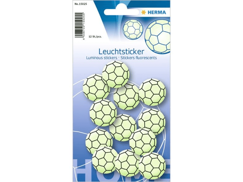 Herma: Sötétben világító focilabda matrica, 12 db