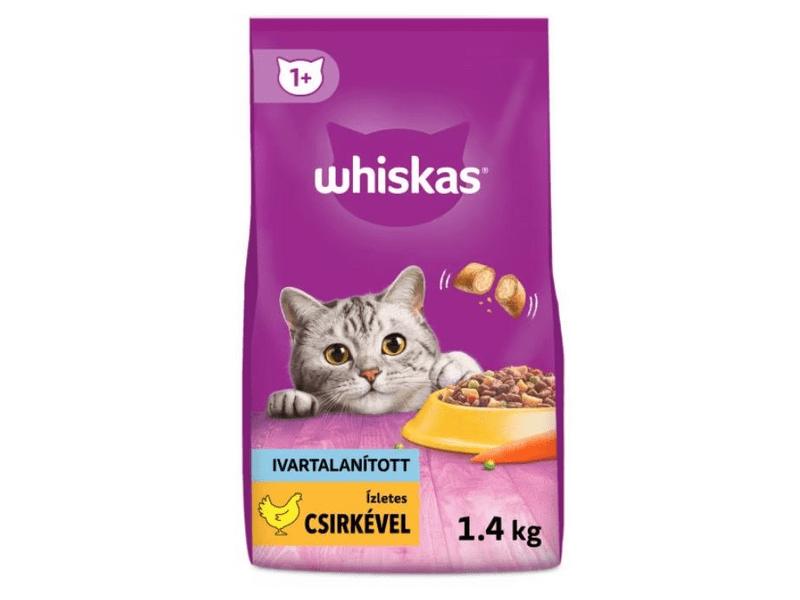 Whiskas Sterile száraz macskaeledel felnőtt ivartalanított macskák részére, csirke, 1,4 kg