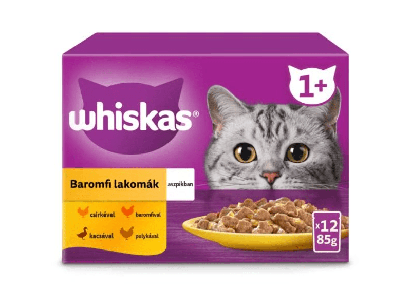 Whiskas Alutasakos nedves macskaeledel, szárnyas válogatással, 12x85g