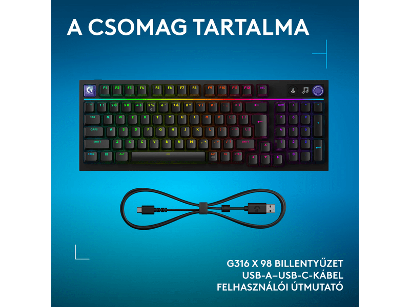 Logitech G316 X Gamer billentyűzet, HU, fekete (920-014204)