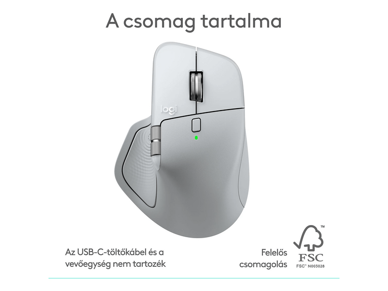 Logitech MX Master 4 Mac Vezeték nélküli egér, fehér ezüst