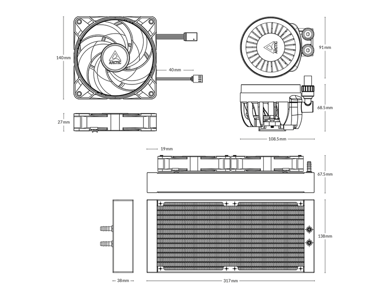 Arctic Liquid Freezer III 280 A-RGB AIO Processzor vízhűtés, fehér