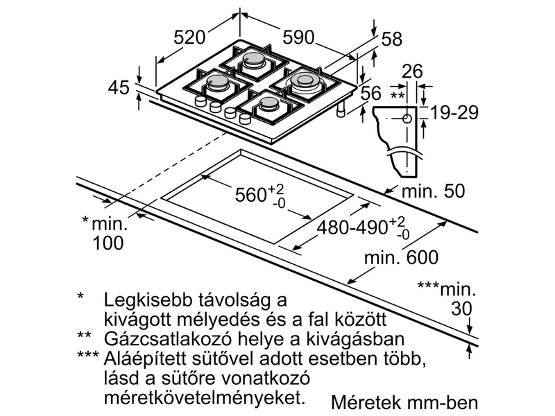 Bosch PPH6A6I10 Gáz főzőlap