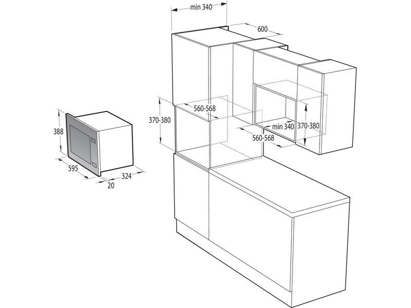Gorenje BO6735E05B Beépíthető sütő+Gorenje GI3201BC Beépíthető indukciós főzőlap+Gorenje BM201AG1BG Beépíthető mikrohullámú sütő