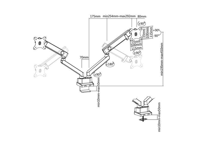 Stell SOS 2021 zidni nosač za dva monitora, 13"-32"