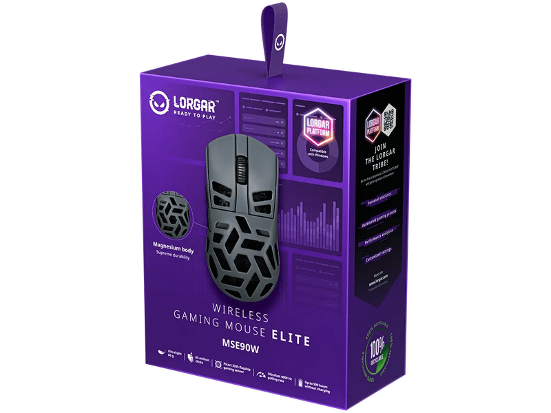 Lorgar MSE90W Gamer egér, szürke (LRG-MSE90W-DG)
