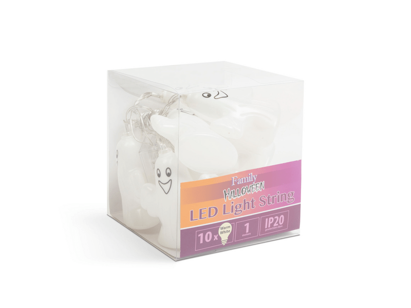Family 58222B LED fényfüzér - szellem - 10 LED - 1,1 méter - melegfehér - 3xAA