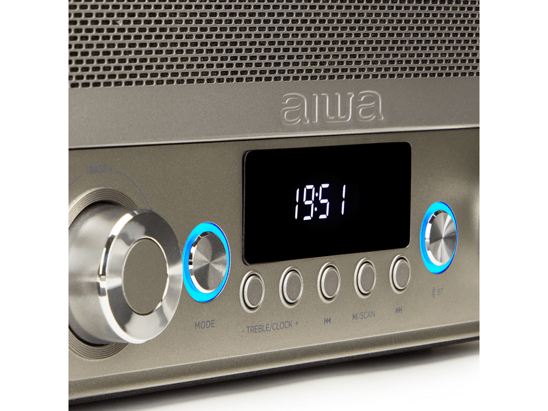 Aiwa Vintage otthoni bluetooth hangszóró FM rádióval, fekete (BSTU-750BK)