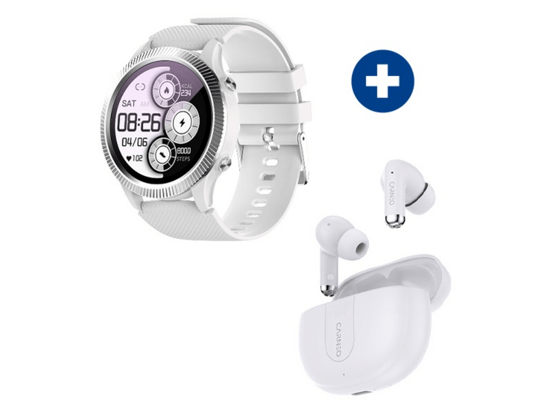 Carneo Athlete GPS Okosóra, ezüst + Carneo 4fun mini fülhallgató, fehér
